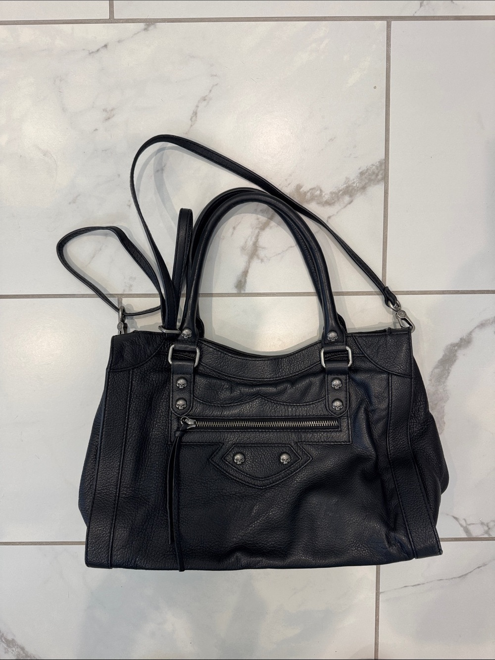 Harley-Davidson Classic Black Leather Tote Handbag